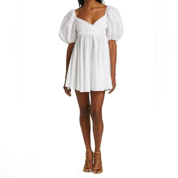 Caroline Constas White and Blue Floral Brie Mini Dress - Picture 11 of 12